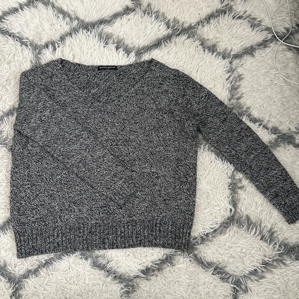 BRANDY MELVILLE - One Size Grey Marled Wool-Blend Sweater